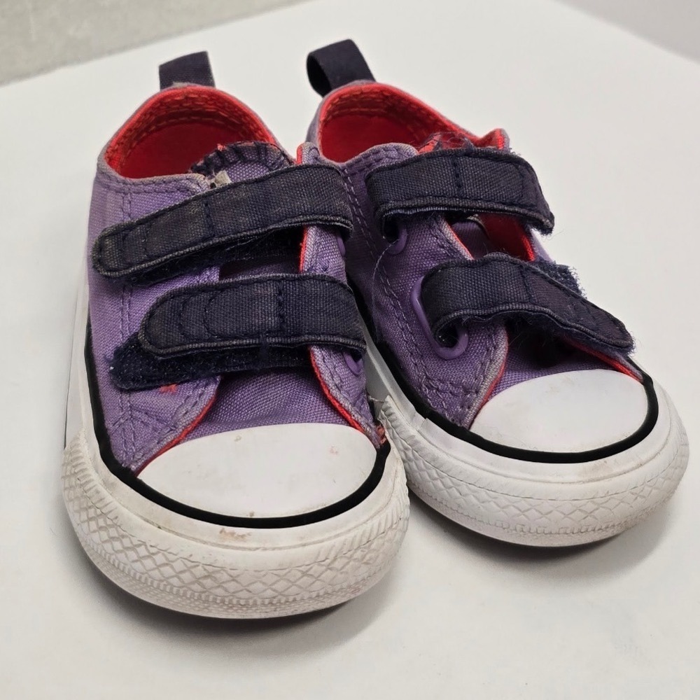 Converse Chuck Taylor All Star Lo Double Strap Purple Infant Sneakers Size 4 - Picture 3 of 8